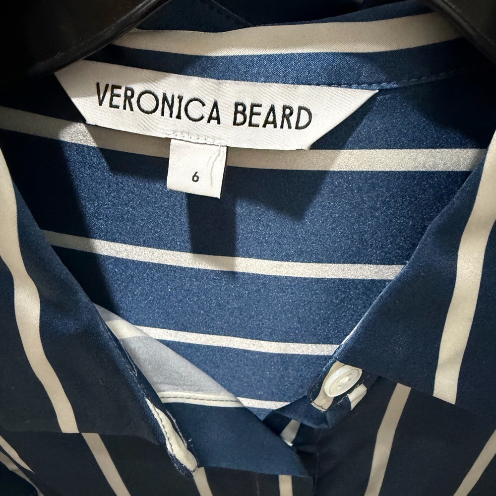 Veronica Beard Blue and White Striped Blouse - Picture 3 of 5